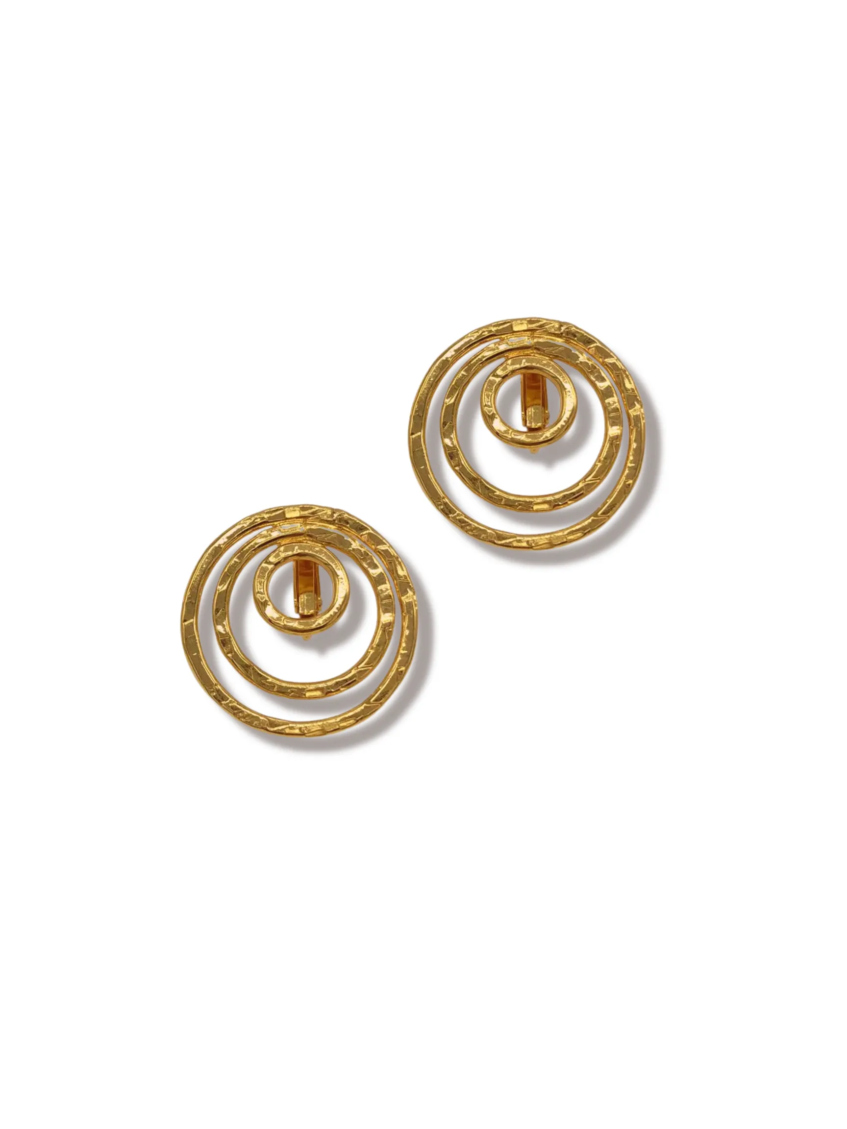 Gold Ripple Textured Simple Clipon Earrings