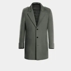 Grey Wool Chesterfield Coat with epaulettes