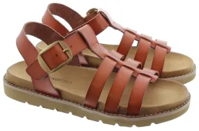 HEAVENLY FEET Ladies Saltwater Flat Sandals In Tan