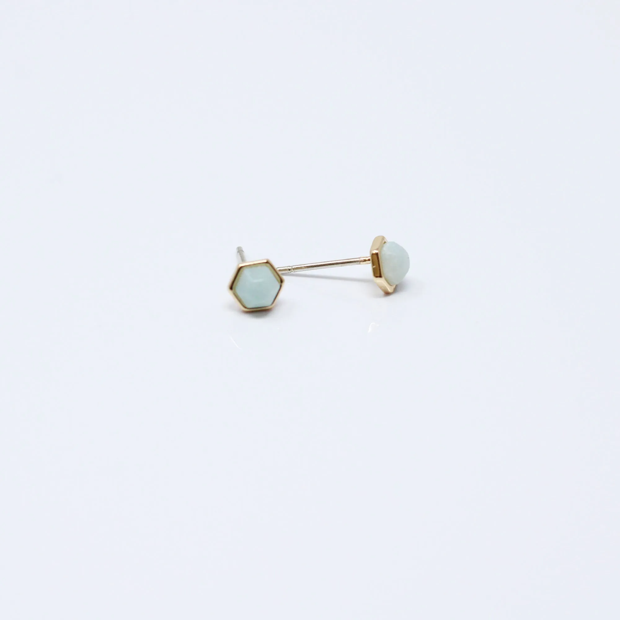 Hexagon Stud Earrings in Amazonite