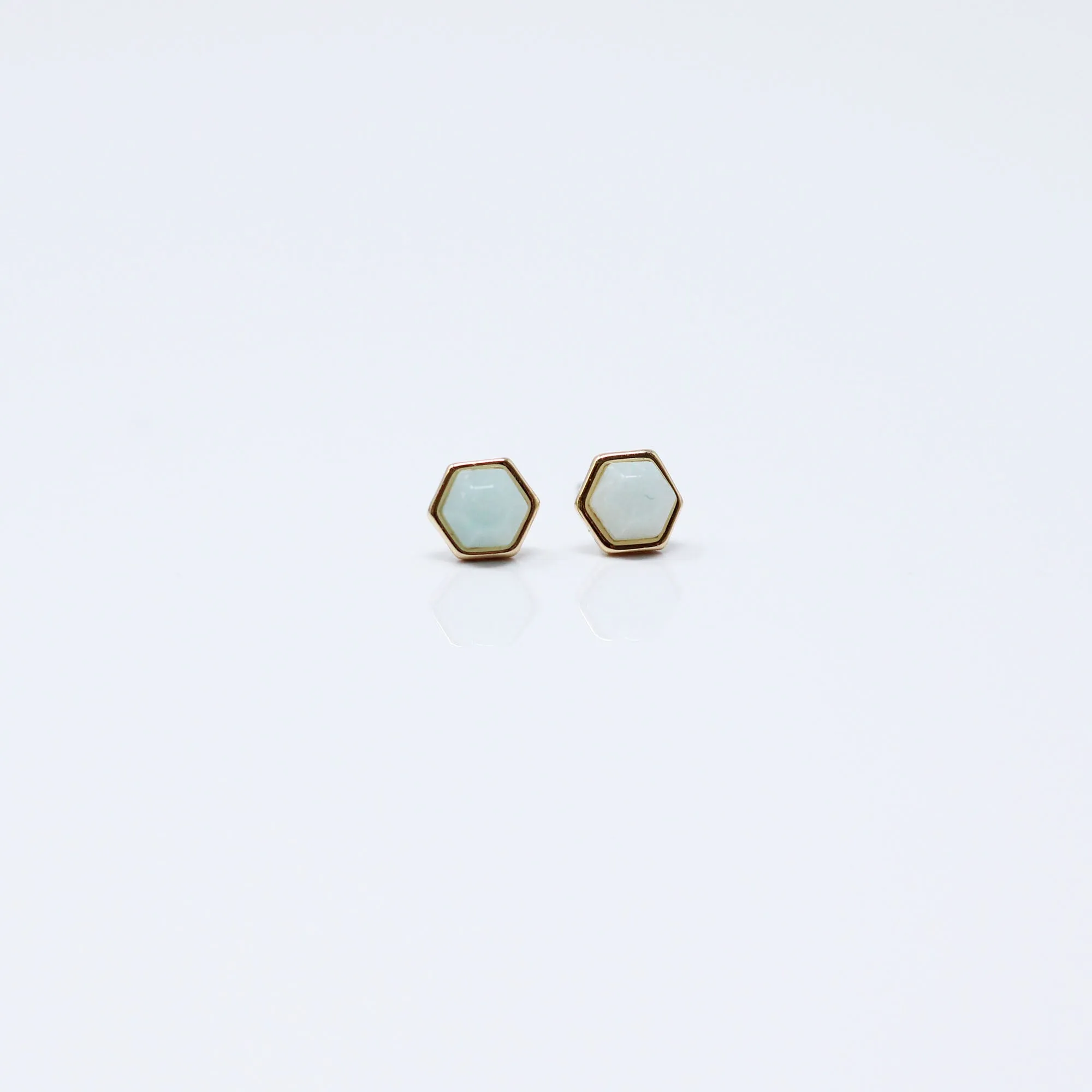 Hexagon Stud Earrings in Amazonite