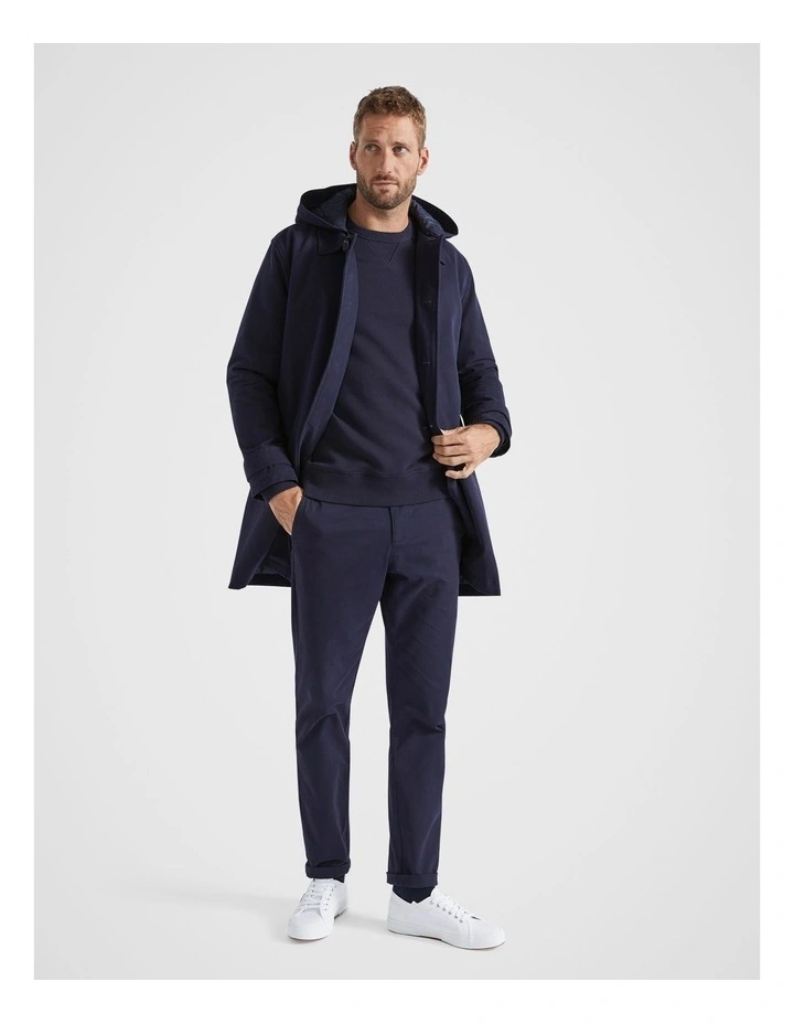 Hooded Car Coat in Midnight Blue