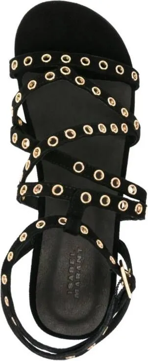 ISABEL MARANT Lipa eyelet-embellished sandals Black