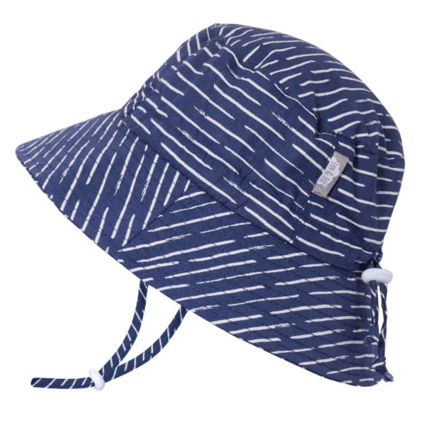 JAN & JUL GRO-WITH-ME 50+ UPF Cotton Bucket Hat - Navy Waves