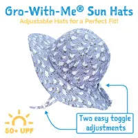 JAN & JUL GRO-WITH-ME 50+ UPF Cotton Bucket Hat - Navy Waves