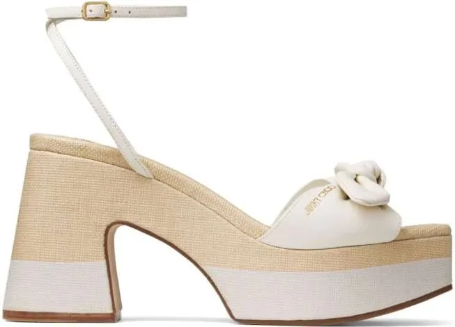 Jimmy Choo Ricia 95mm platform leather sandals White