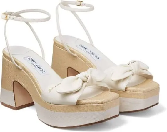 Jimmy Choo Ricia 95mm platform leather sandals White