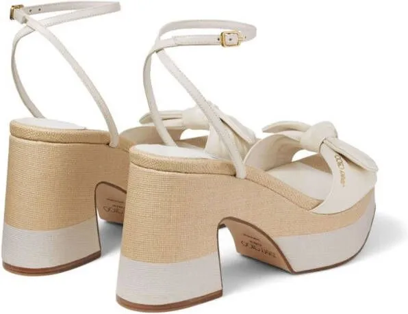 Jimmy Choo Ricia 95mm platform leather sandals White