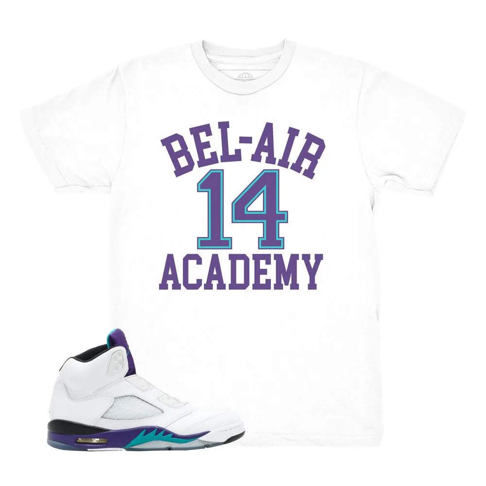 Jordan 5 Grape Fresh Prince Bel Air White Shirt