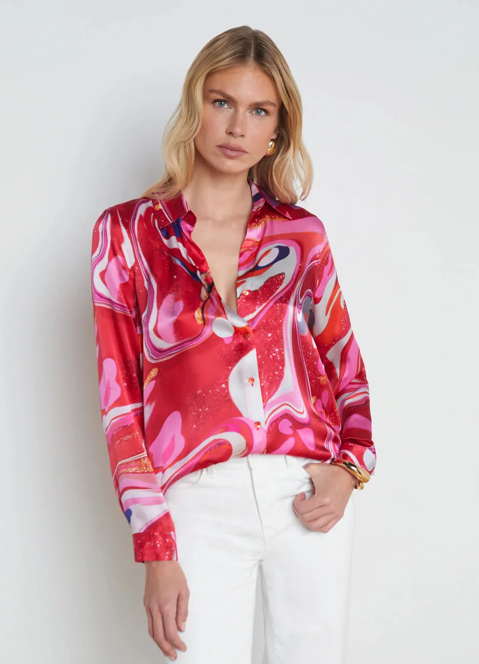 L’agence - Tyler Blouse - Pink Multi Tye Dye Swirl