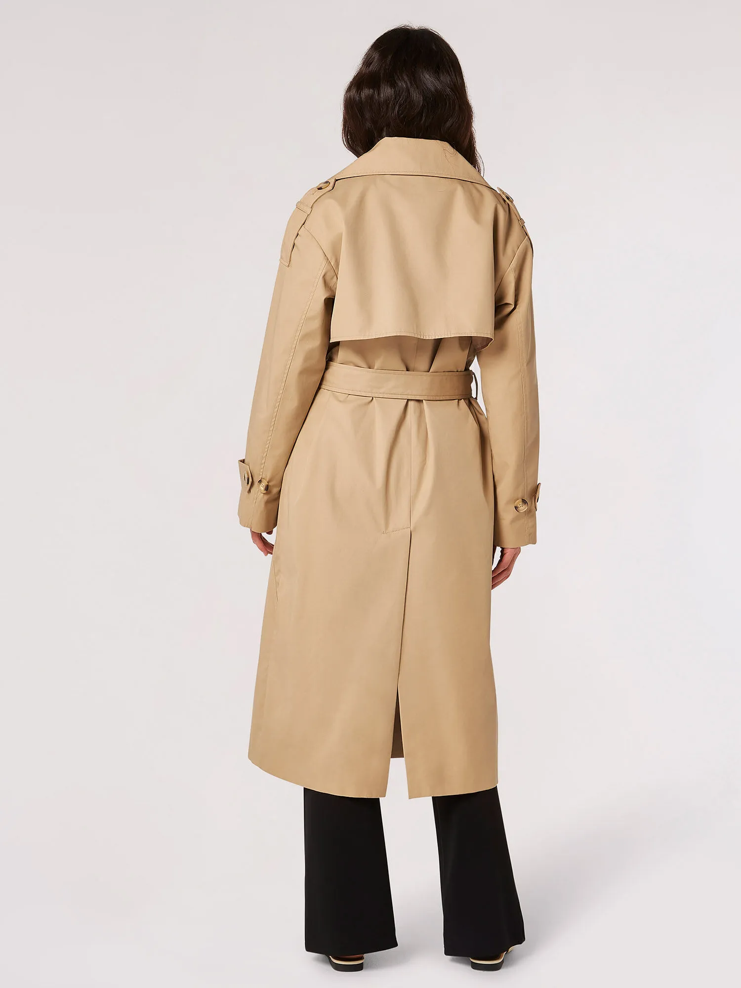 Longline Belted Trench Coat | Apricot Clothing