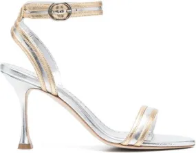 Manolo Blahnik Chongasa 90mm metallic leather sandals Gold