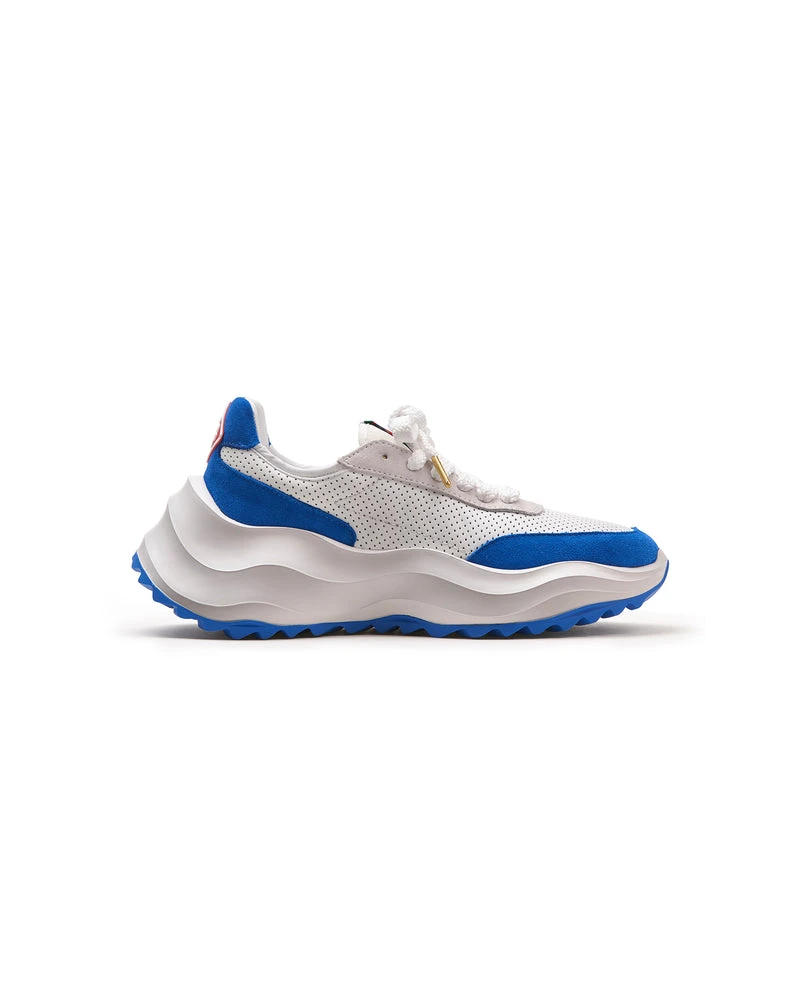 --Mens Atlantis White & Blue Sneaker-