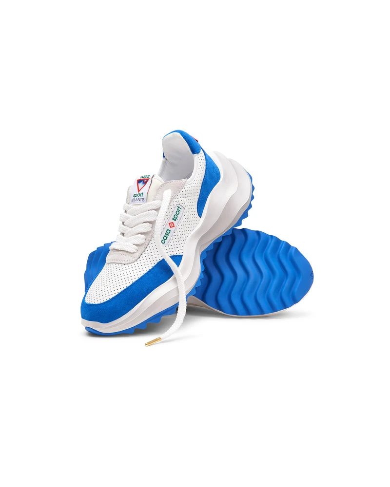 --Mens Atlantis White & Blue Sneaker-