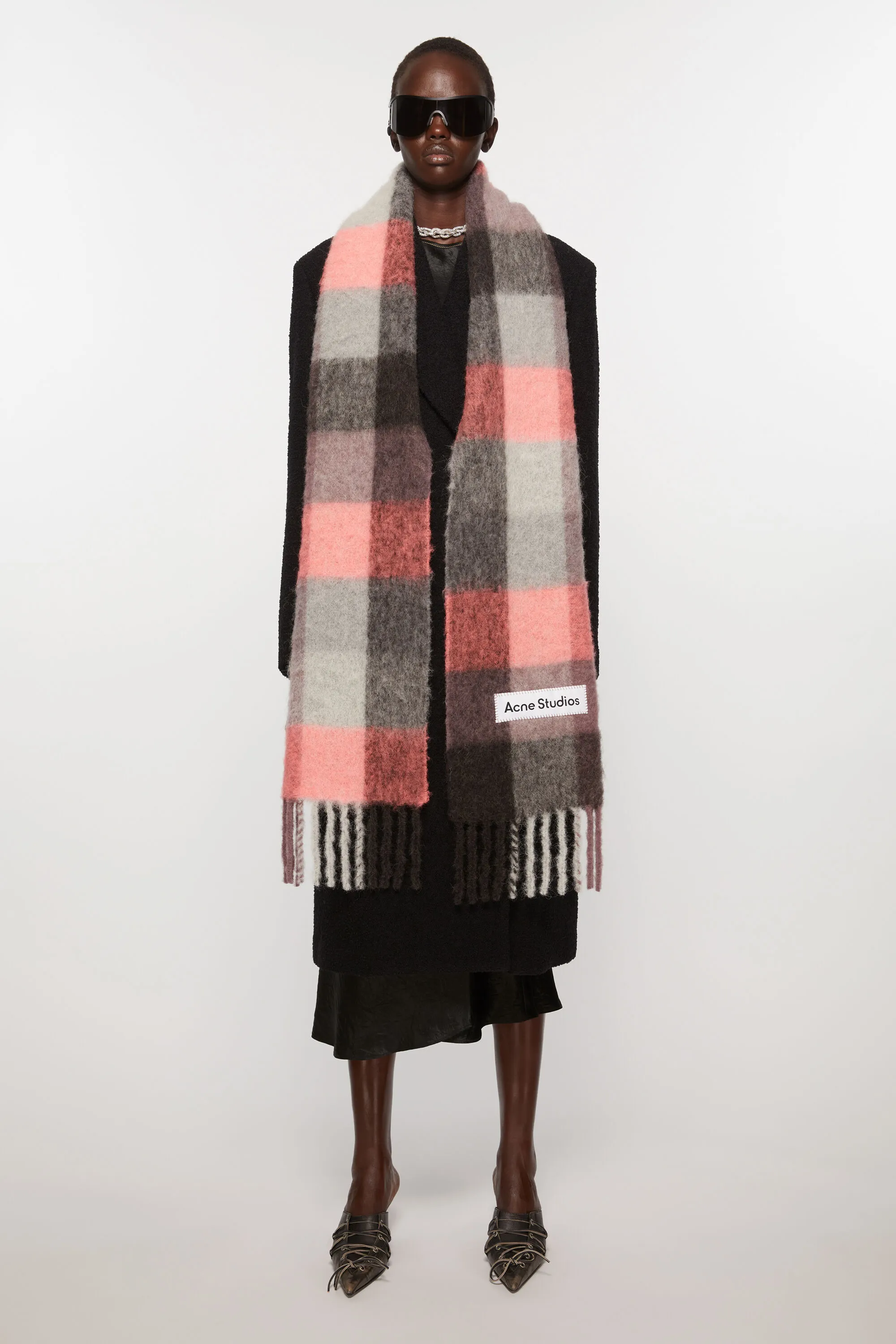 Mohair checked scarf