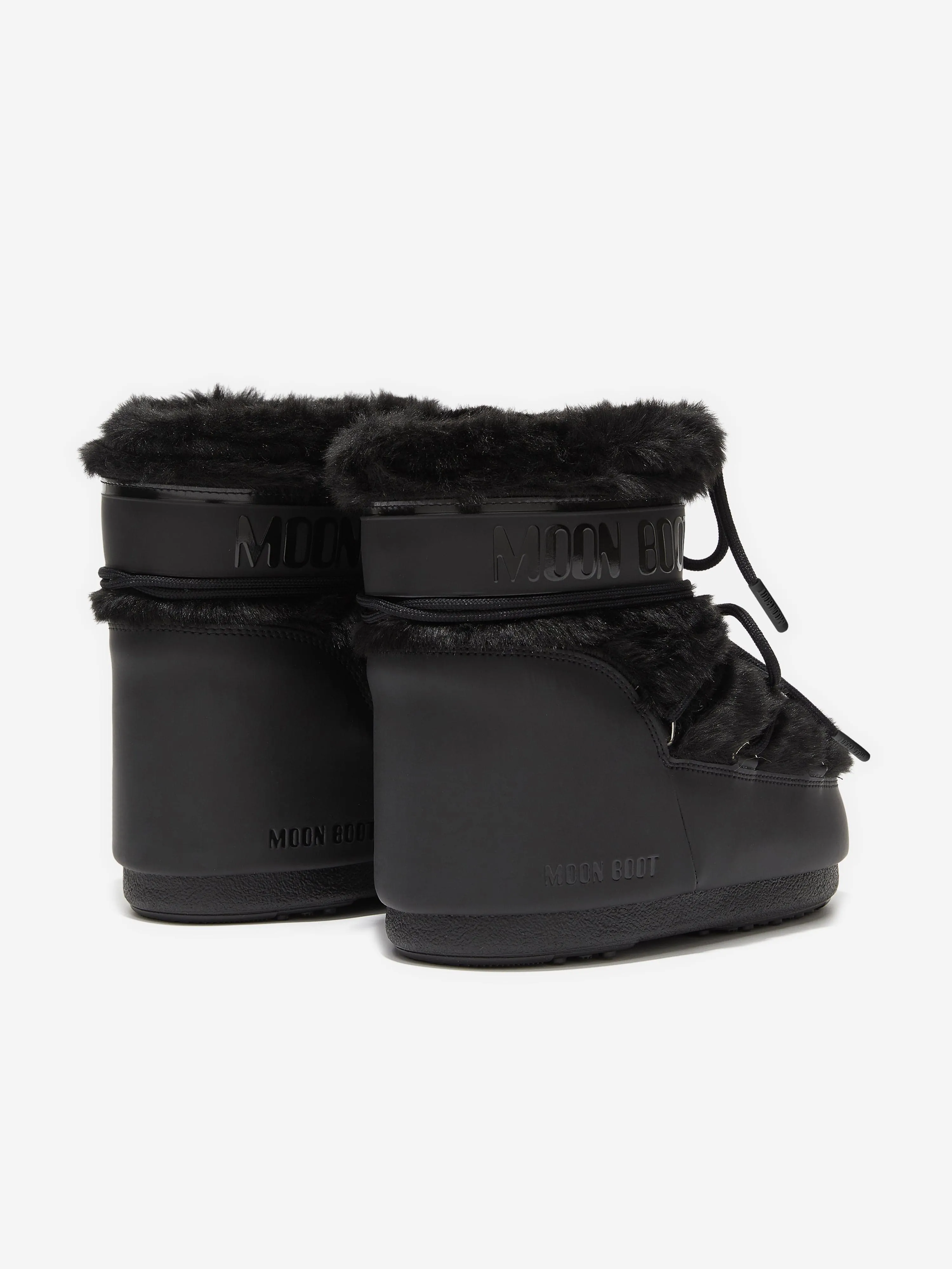 Moon Boot Kids Icon Low Faux Fur Boots in Black