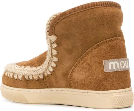 Mou crochet stitch-trim sneaker boots Brown