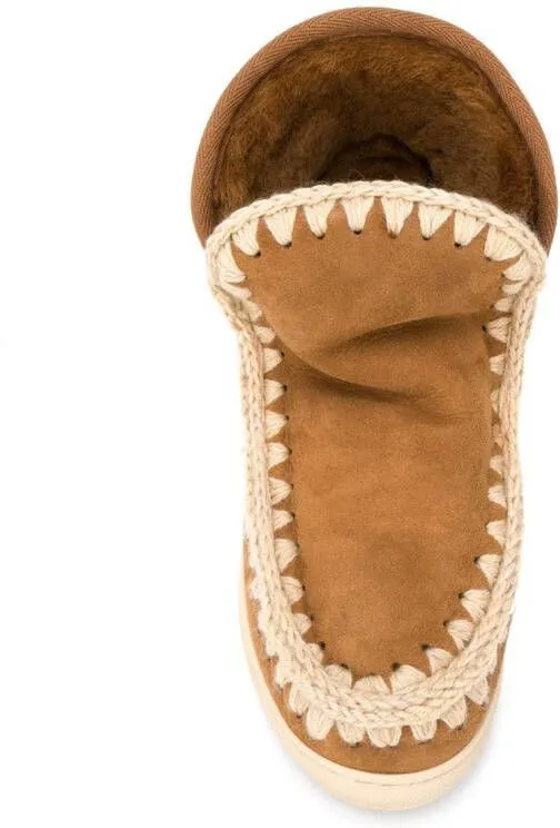 Mou crochet stitch-trim sneaker boots Brown