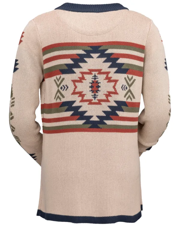 Outback Trading Company Women's Kathleen Tan Aztec Long Sleeve Sweater 40245-TAN