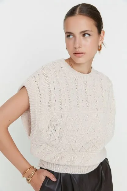 Patterned Crewneck Knitwear Sweater