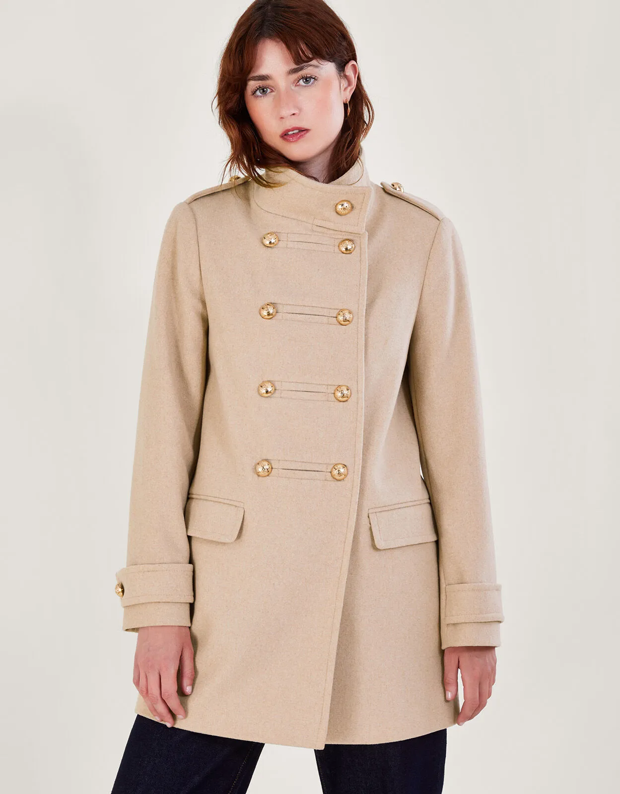 Phoebe Double Breasted Pea Coat Brown