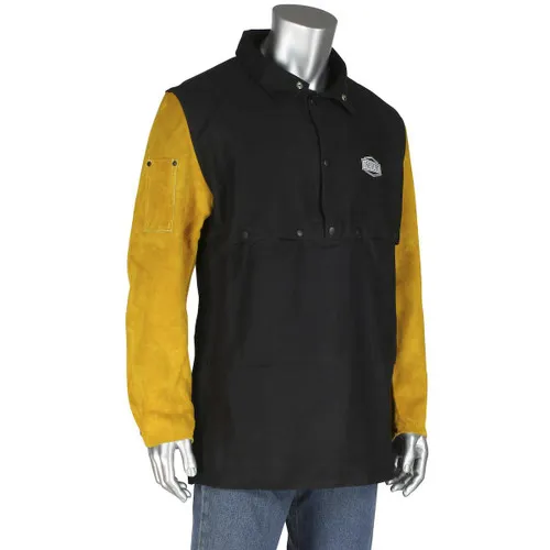 PIP® Ironcat® 8051 Combination FR Cotton / Leather Cape Sleeve with Apron