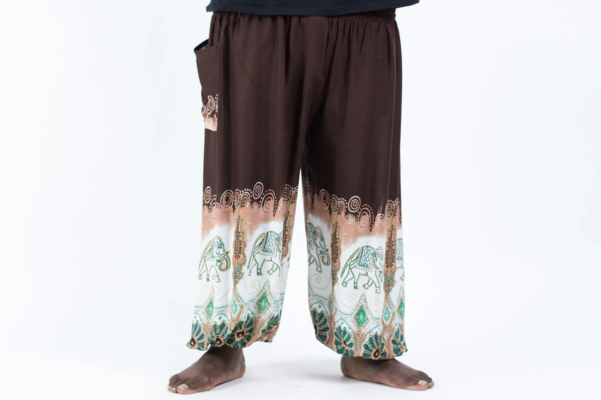 Plus Size Solid Top Elephant Men's Elephant Pants in Brown