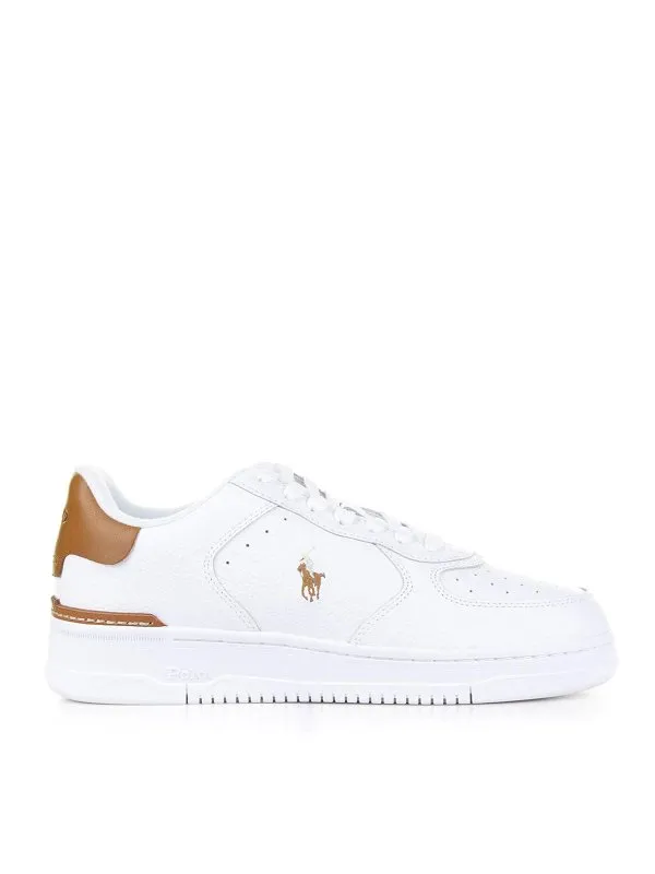 Ralph Lauren White Brown Leather Sneaker