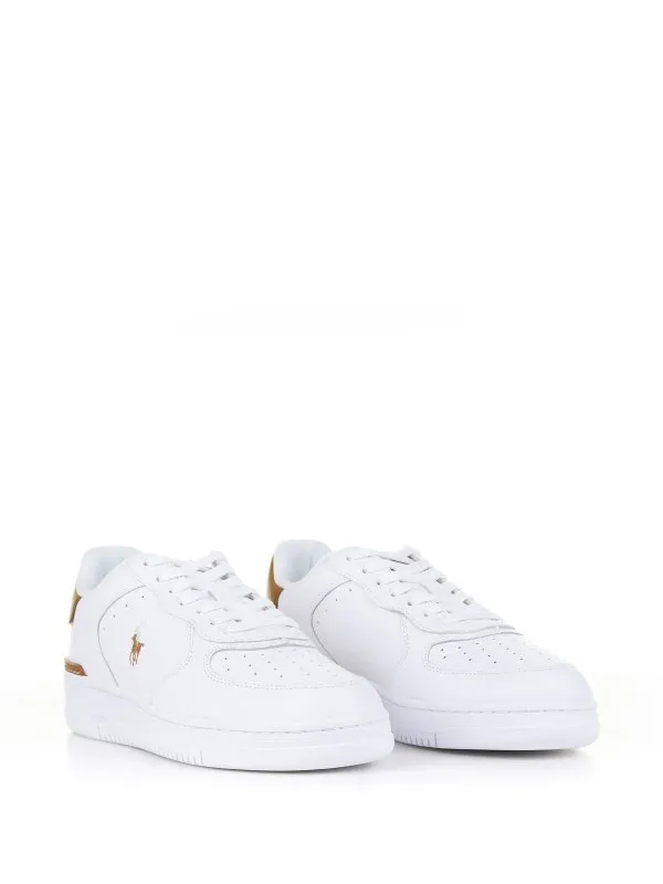 Ralph Lauren White Brown Leather Sneaker