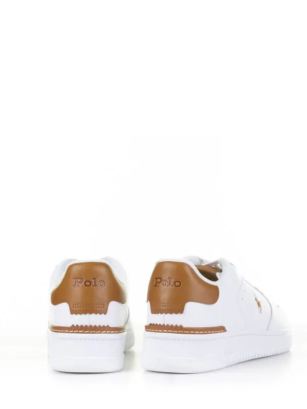 Ralph Lauren White Brown Leather Sneaker