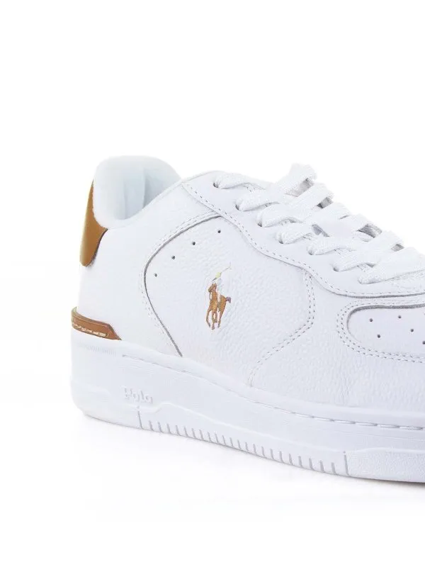 Ralph Lauren White Brown Leather Sneaker