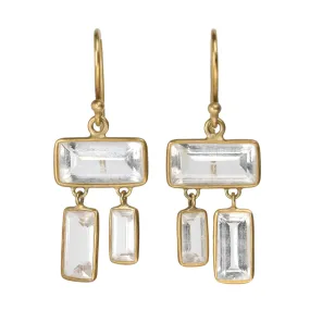 Rock Crystal Dancing Baguette Drop Earrings