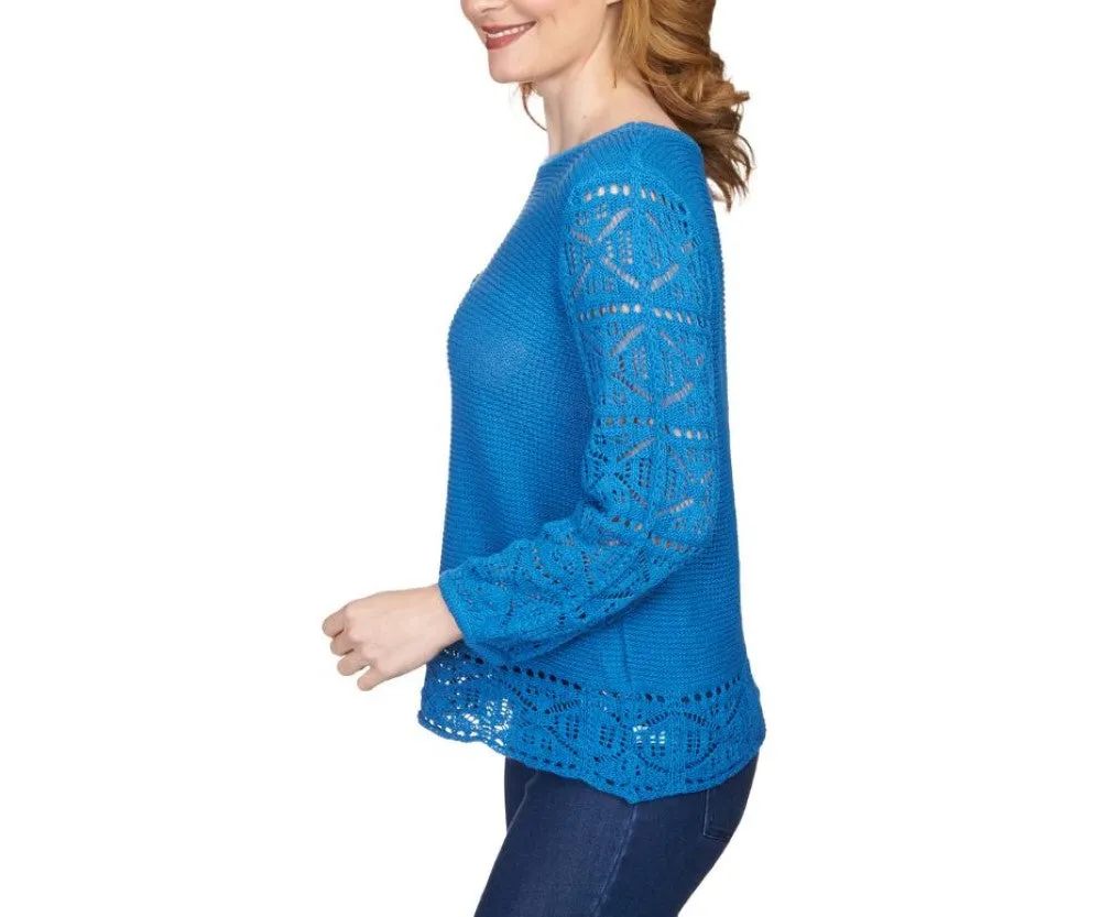 Ruby Rd. Womens Pullover Sweater with Crochet Detail