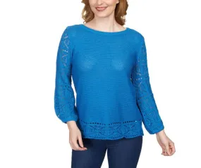 Ruby Rd. Womens Pullover Sweater with Crochet Detail