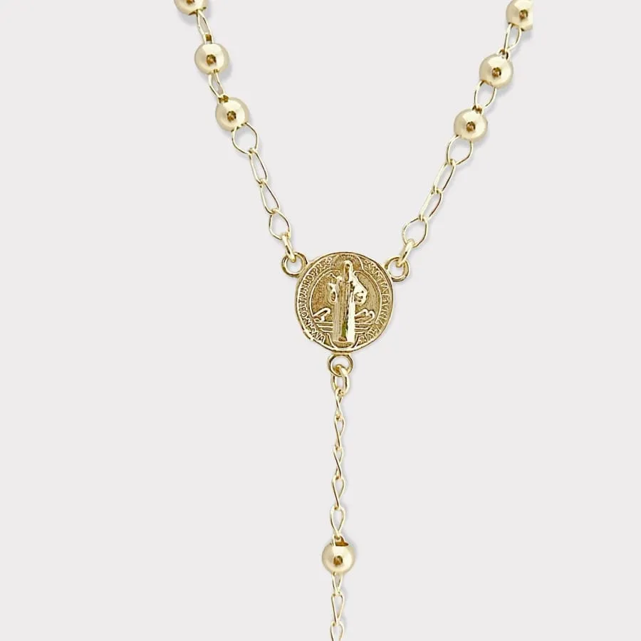 San benito double side gold plated rosary necklace