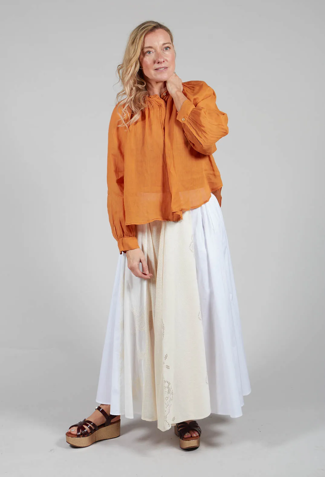 Sheer Blouse in Orange Pepper