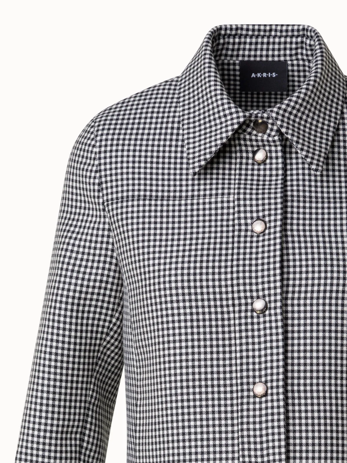 Short Vichy Shirt Jacket in Wool Double-Face