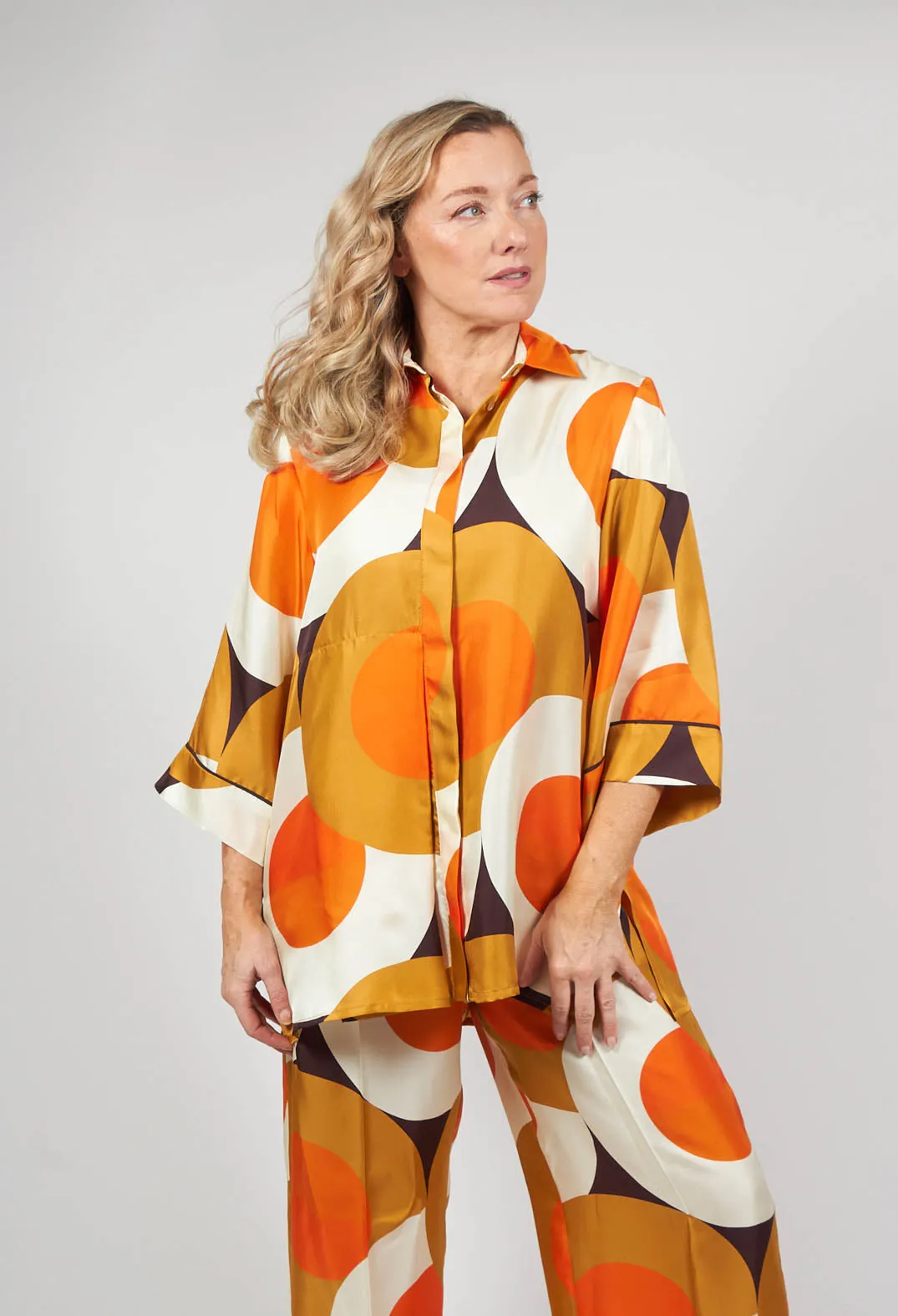 Silk Blouse in Circle Print