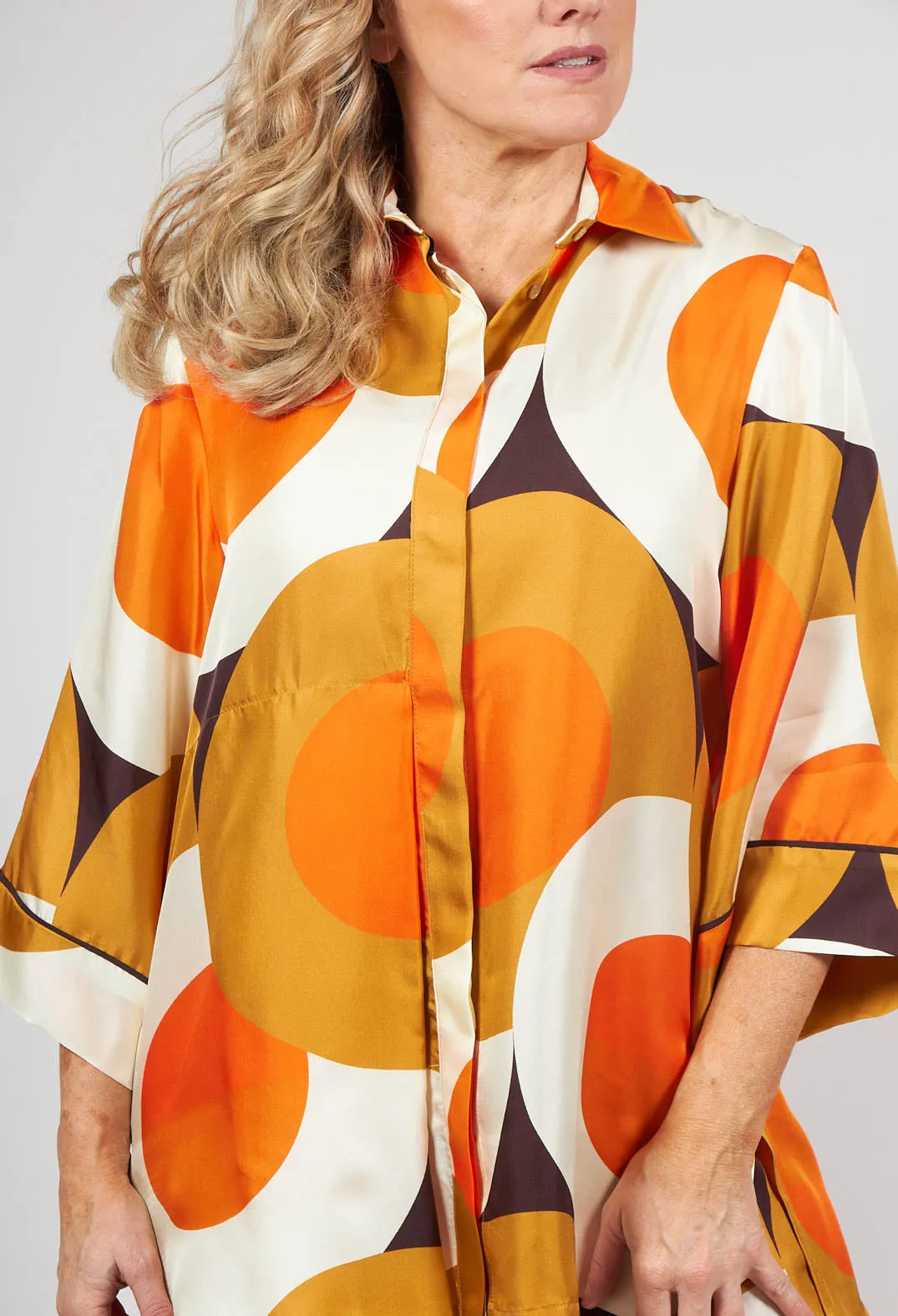 Silk Blouse in Circle Print