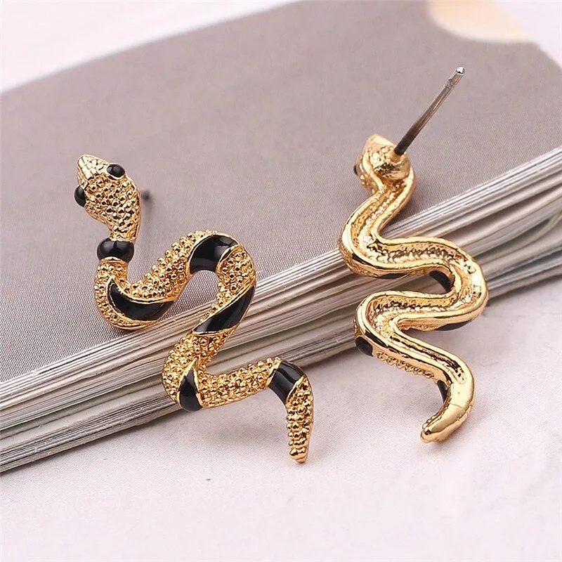 Snake Shape Vintage Earrings Gothic Stud Earrings