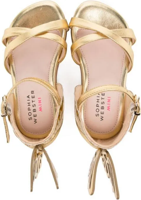 Sophia Webster Mini butterfly-detail flat sandals Gold