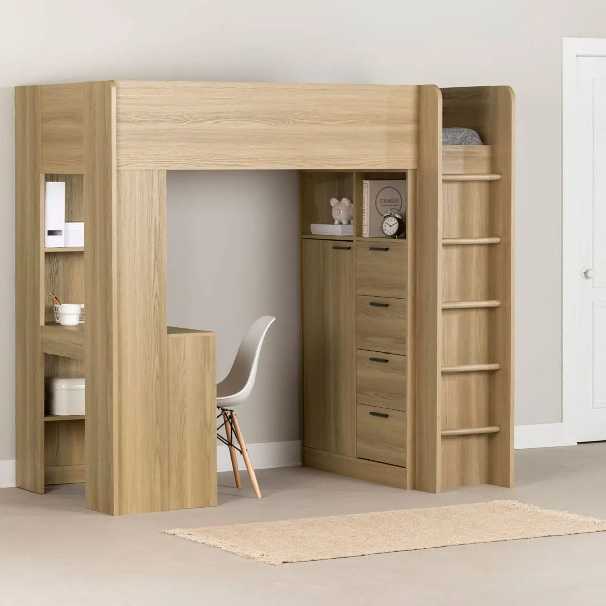 South Shore Furnitures Logik Loft Bed - Natural  - Clement
