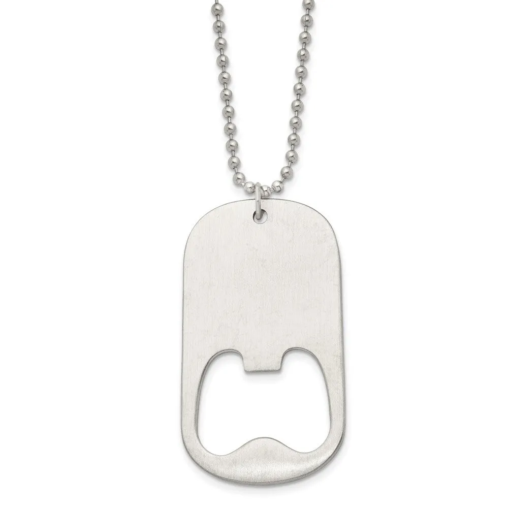 Stainless Steel LG Functional Bottle Opener Dog Tag Necklace, 22 Inch