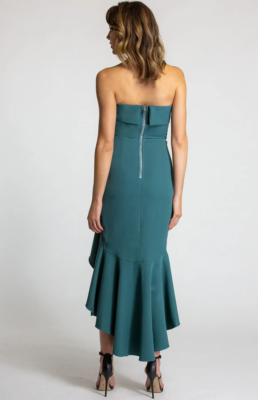 Strapless Dress with Waterfall Hem (SDR571B) 