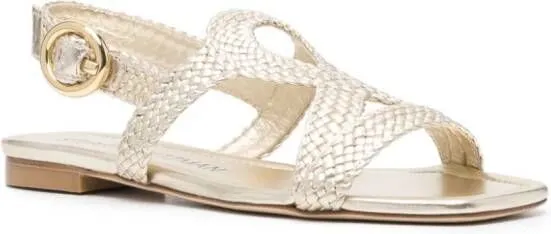 Stuart Weitzman Wovette interwoven-leather sandals Gold