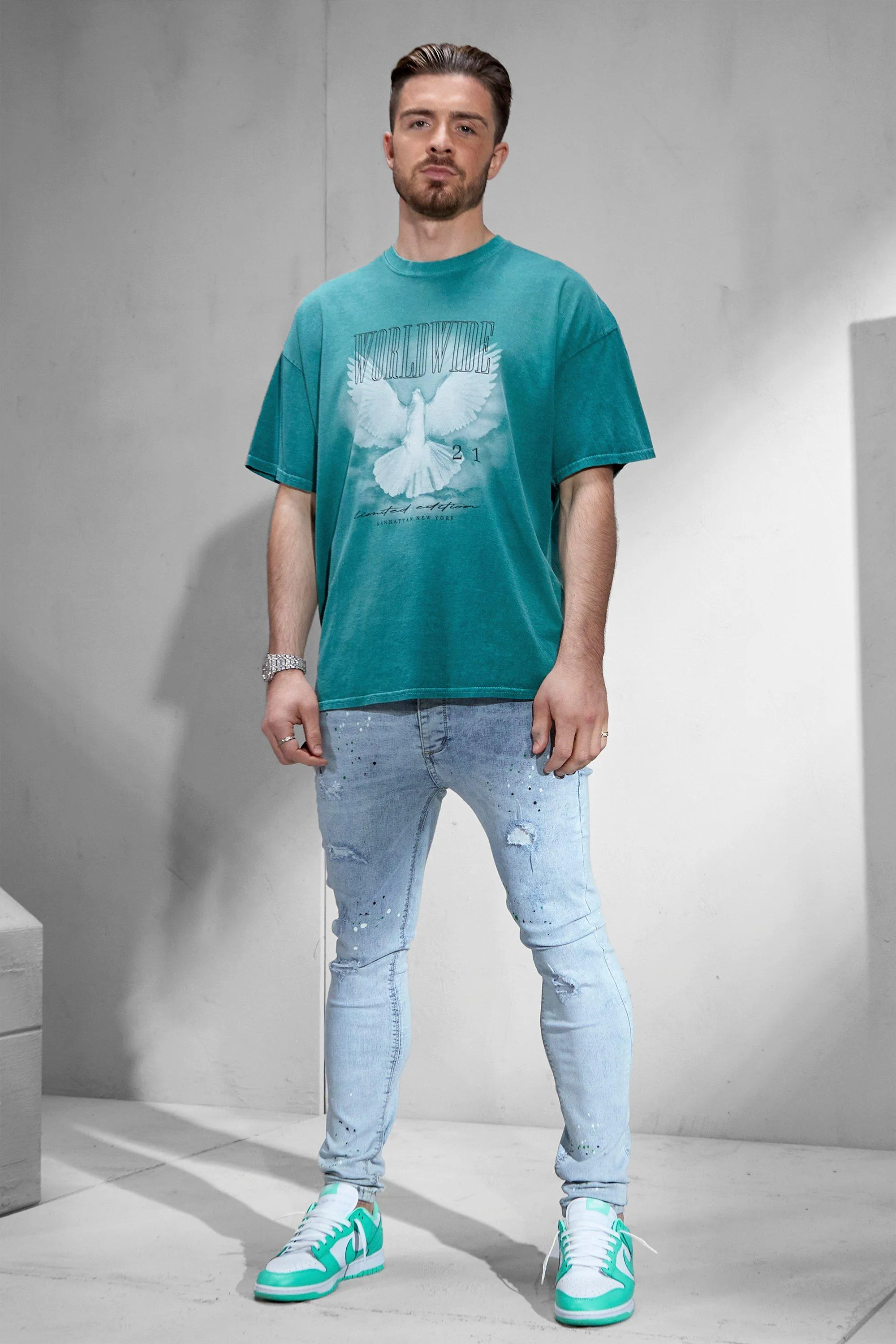 Super Skinny Paint Splatter Jeans | boohooMAN UK