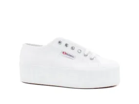 SUPERGA 2790 Shiny Printed Platform Sneaker Donna White S71161W