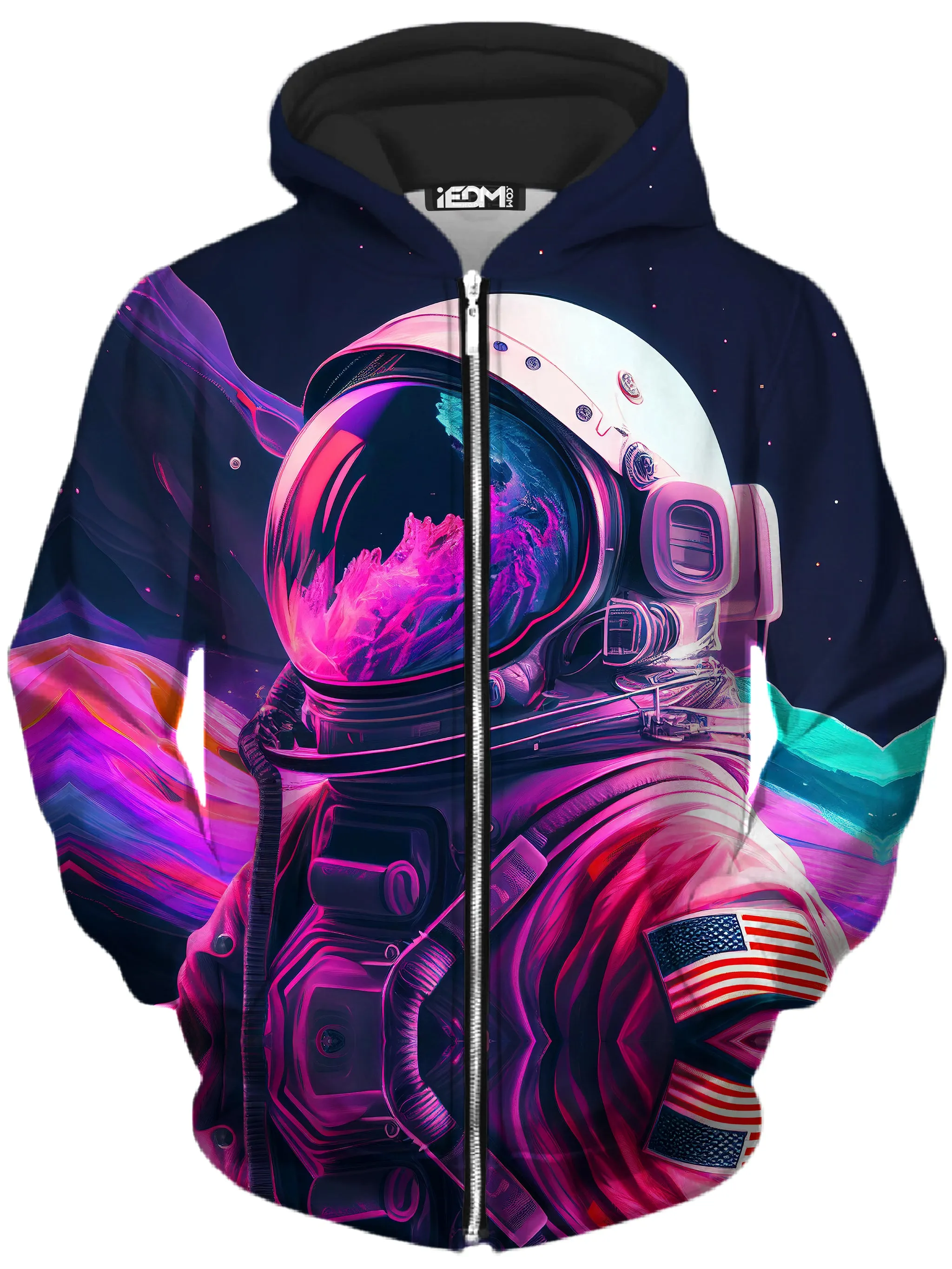 Synthwave Astronaut Zip-Up Hoodie and Leggings Combo