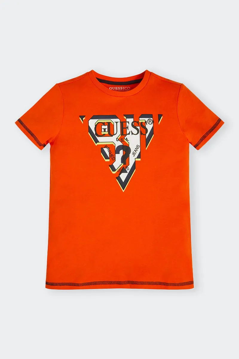 T-SHIRT ARANCIONE LOGO TRIANGOLO