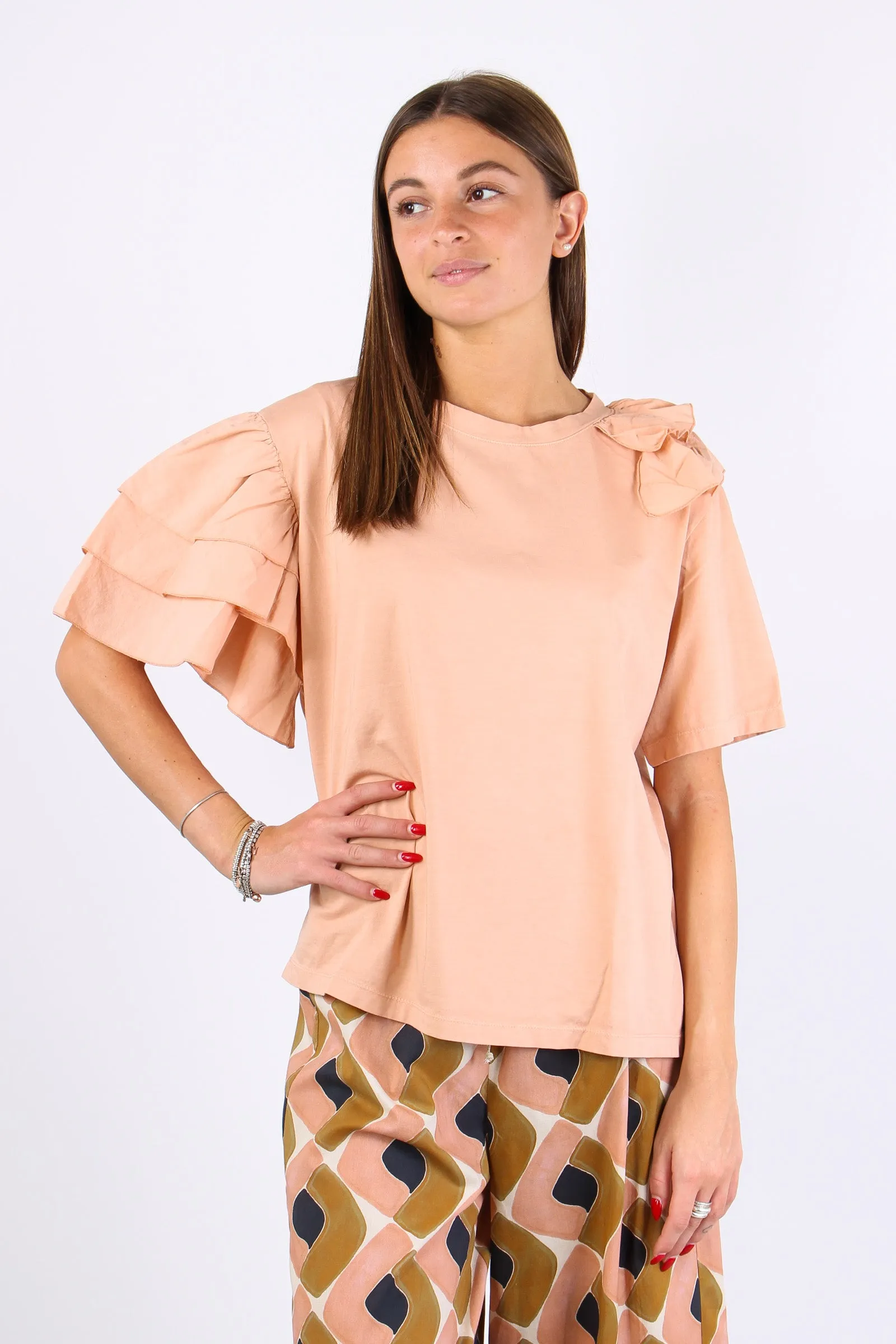 T-shirt Bimateriale Voile Nude